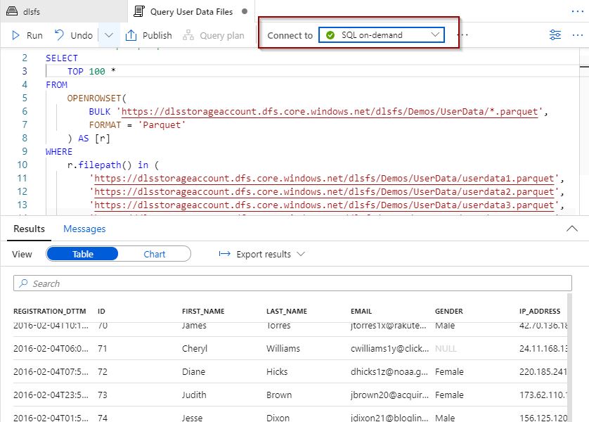 Azure Synapse Analytics Serverless Execute Query SQL Pool