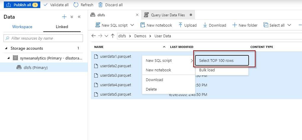 Azure Synapse Analytics Serverless Execute Query