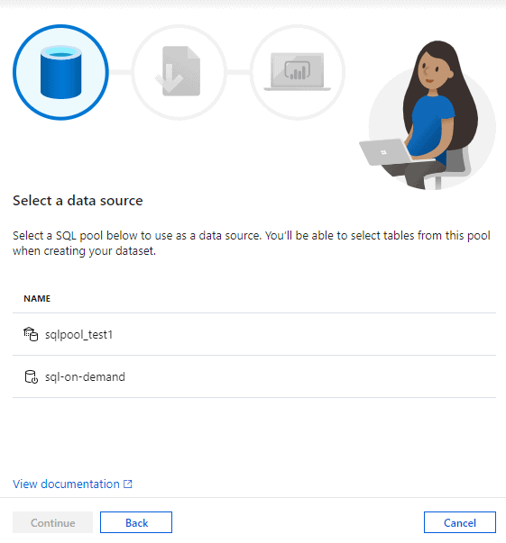 Select the SQL pool for Power BI Report