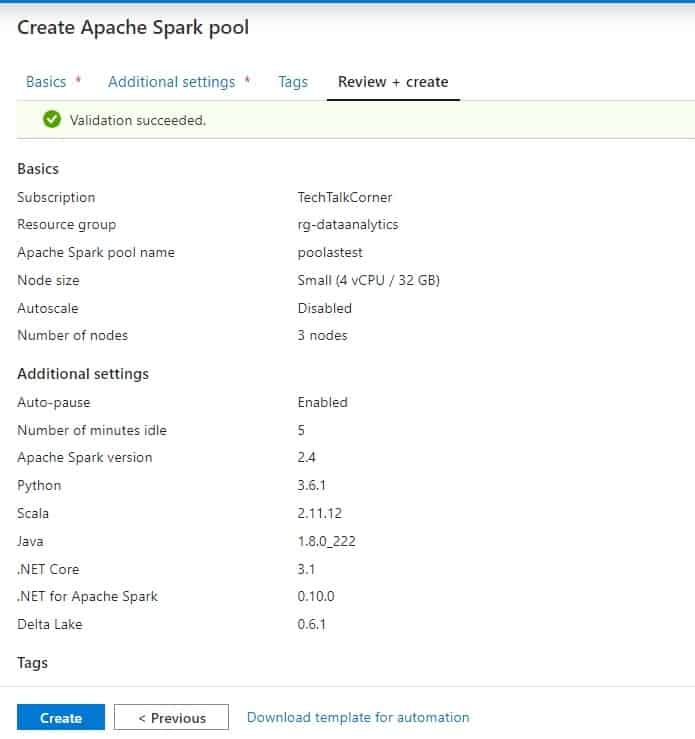Configure Apache Spark pool