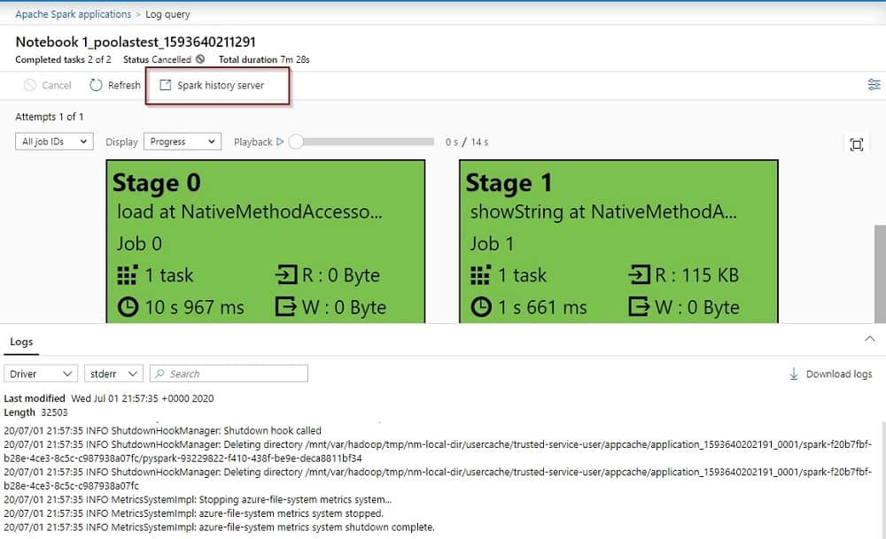 Apache Spark dashboard