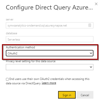 Configure Direct Query 