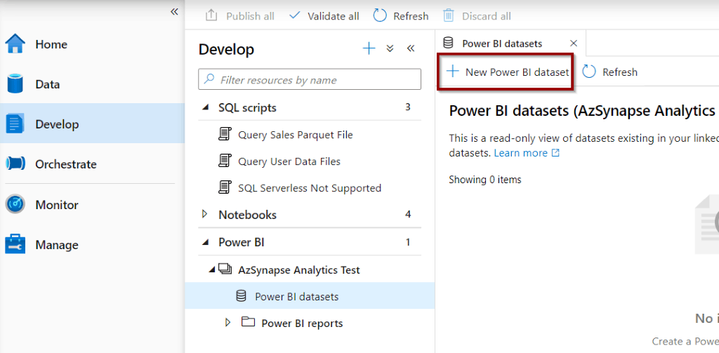 Create Power BI dataset