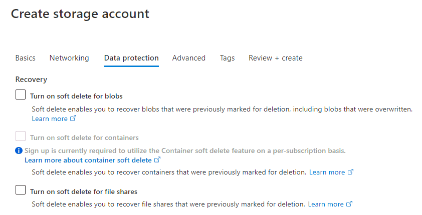 Soft Deletes in Azure Storage Accounts