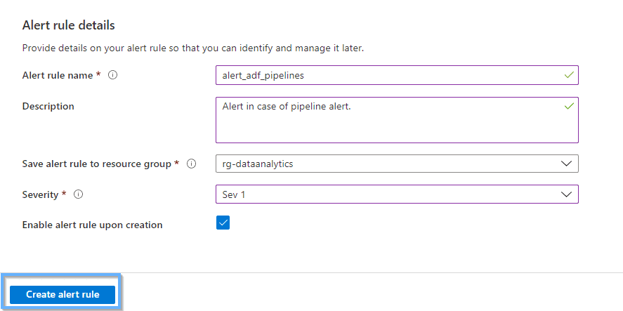 Alert rule details