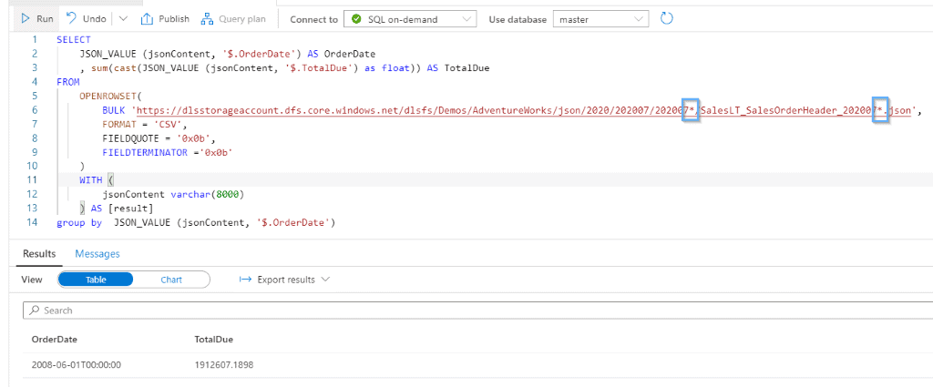 Use wildcards to query multiple files