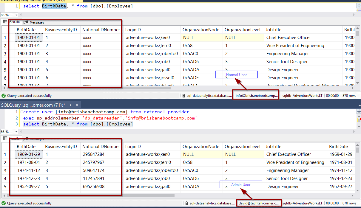 Dynamic Data Masking with Azure SQL Databases