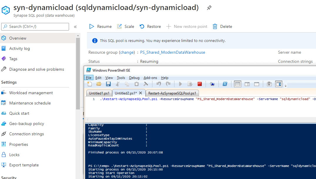 Restart Azure Synapse Analytics SQL Pools with PowerShell