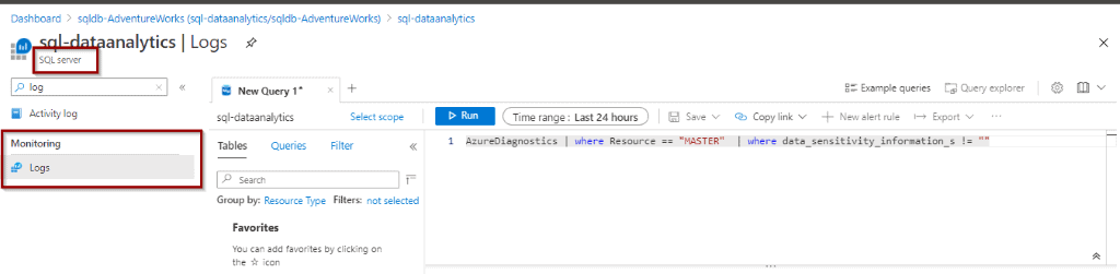 SQL Data Analytics Logs