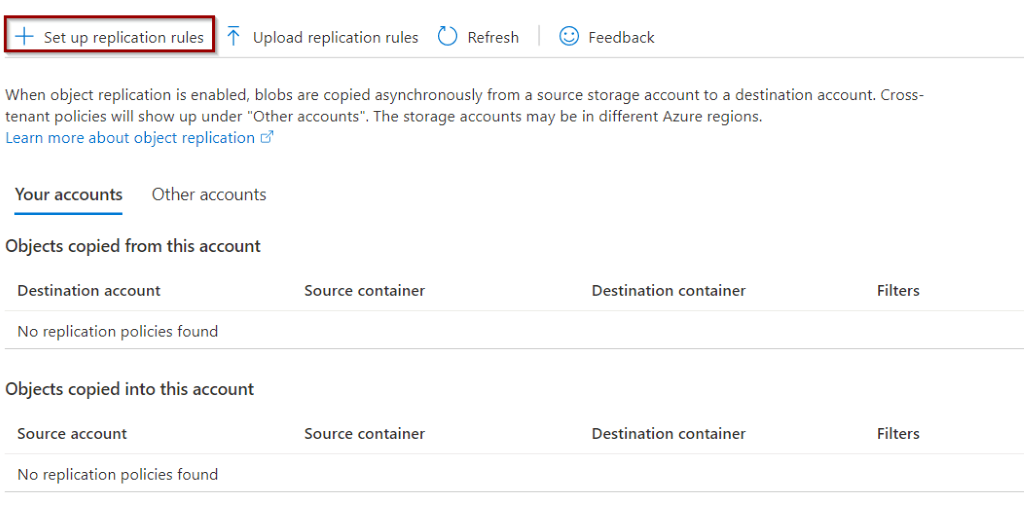 Set up replication rules