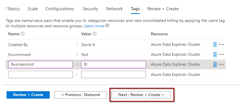 Add Azure tags