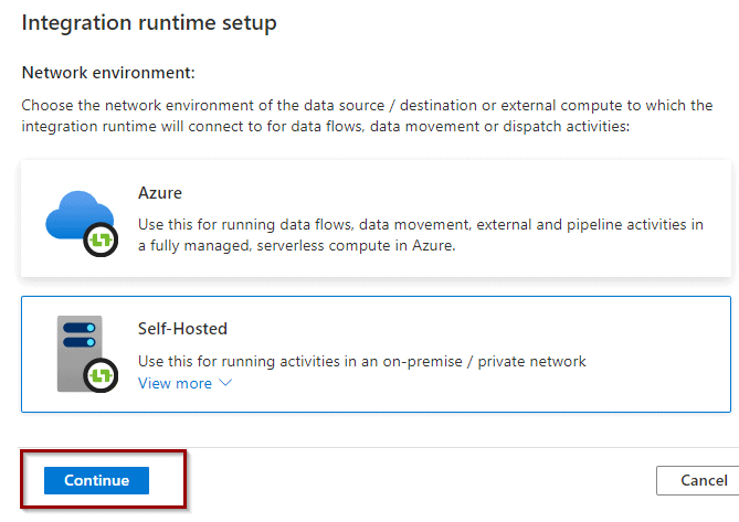 Integration runtime setup - selfhosted