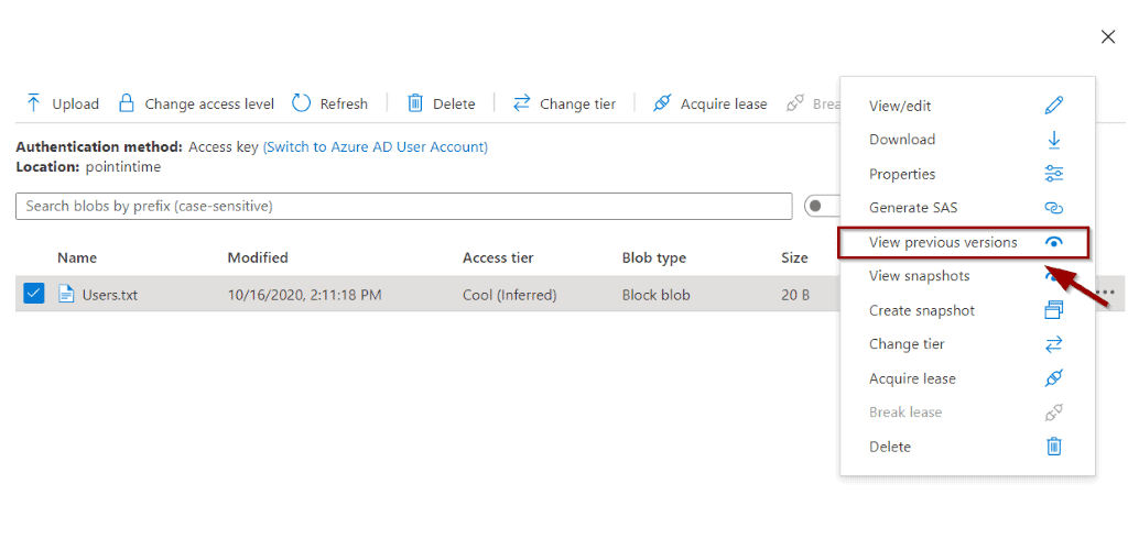 Find the file in the Azure portal or with APIs