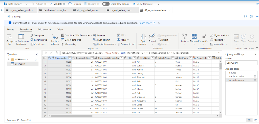 Wrangling data flow