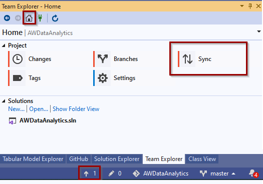 Check in the Analysis Services changes in Azure DevOps