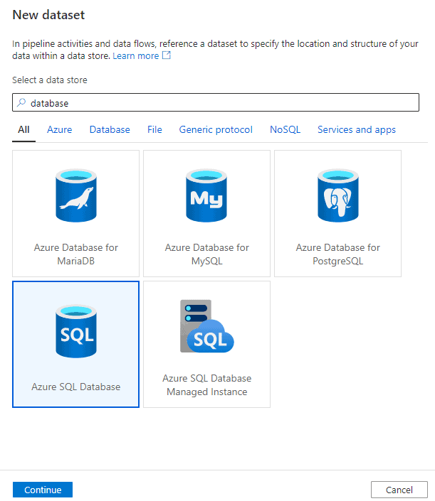 Select type of dataset