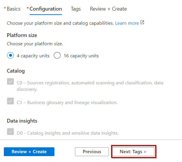 Configuration for Azure Purview