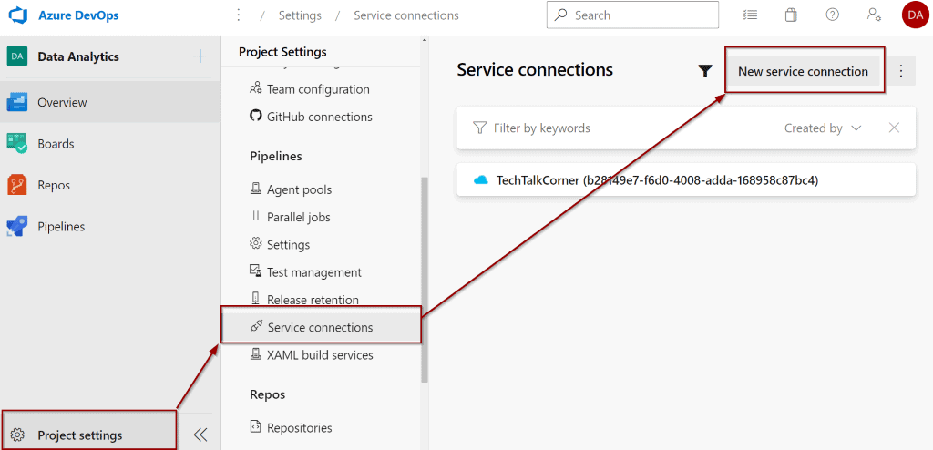 Create new service connection in Azure DevOps