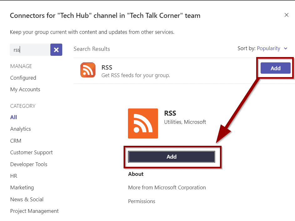Select RSS connector