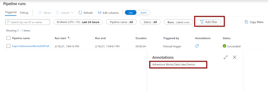 Add annotation filter in Monitor Hub