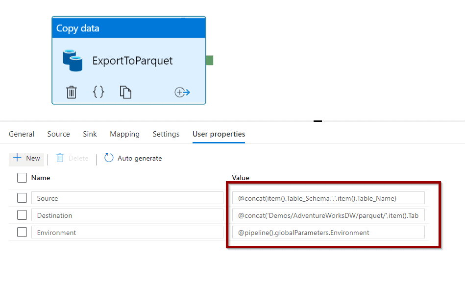 User properties example