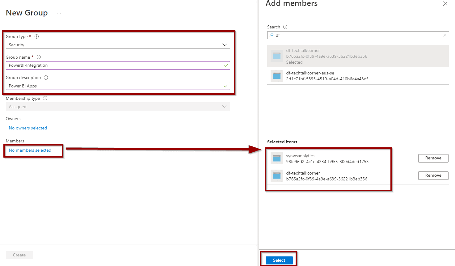  add your Azure Synapse Analytics or Azure Data Factory service names.