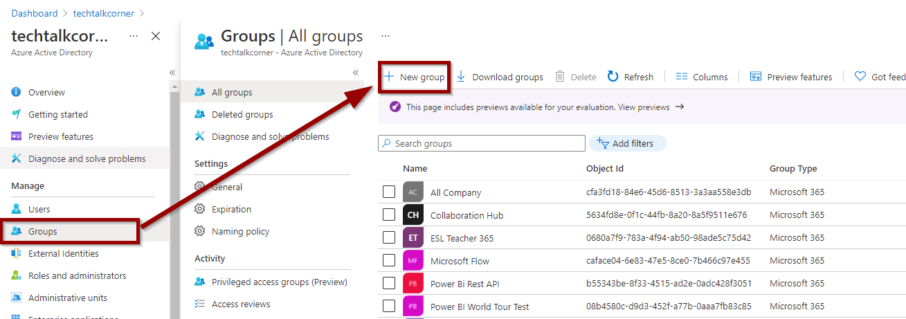 create a new AAD group