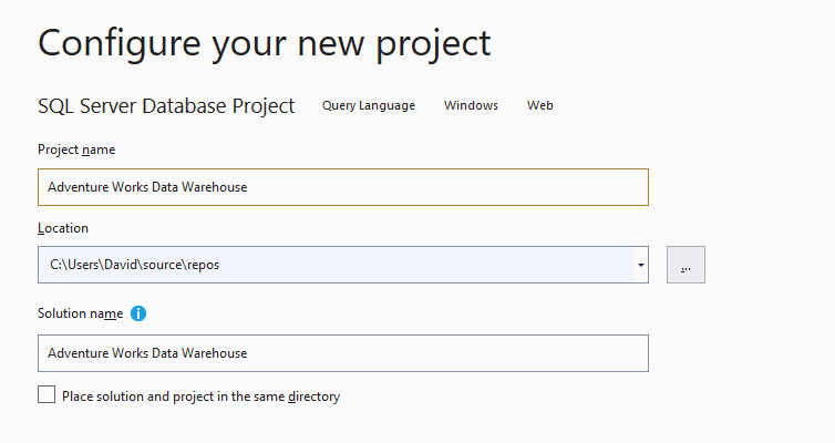 define a name for your project and click create