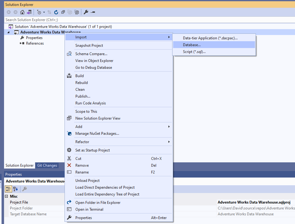 Import database