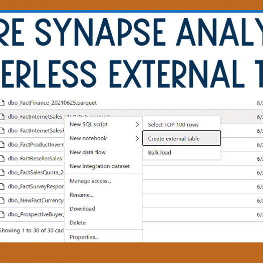 Create Azure Synapse Analytics Serverless External Table