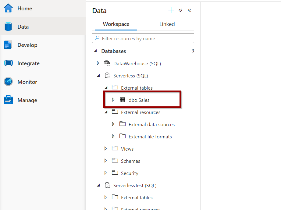 Once you have created a table, it will be available in your Azure Synapse Analytics serverless database. 