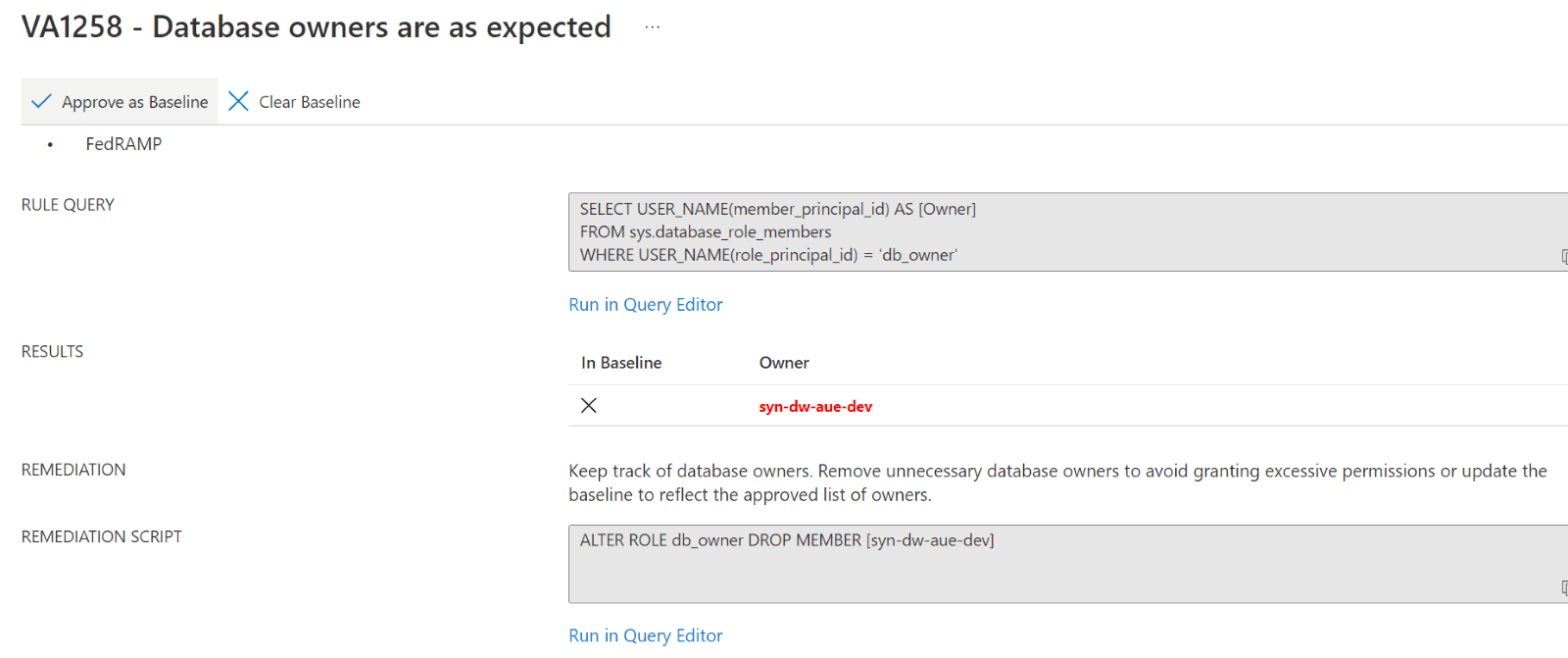 If you open one of the security checks, you'll see an explanation and the remediation! 