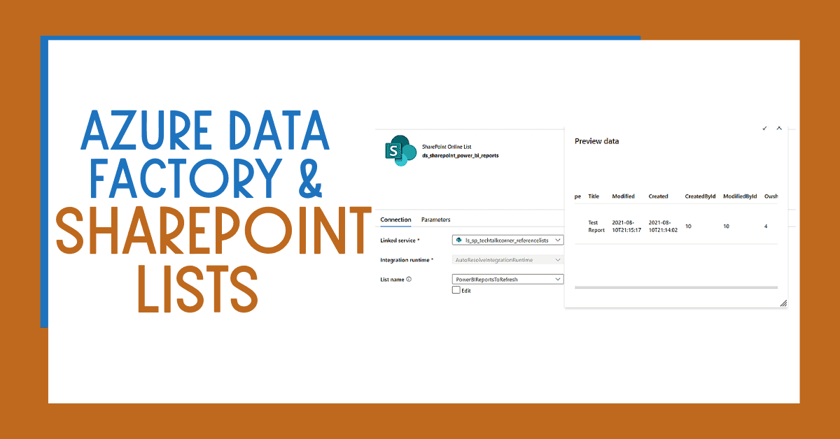 Azure Data Factory or Synapse Analytics SharePoint Lists