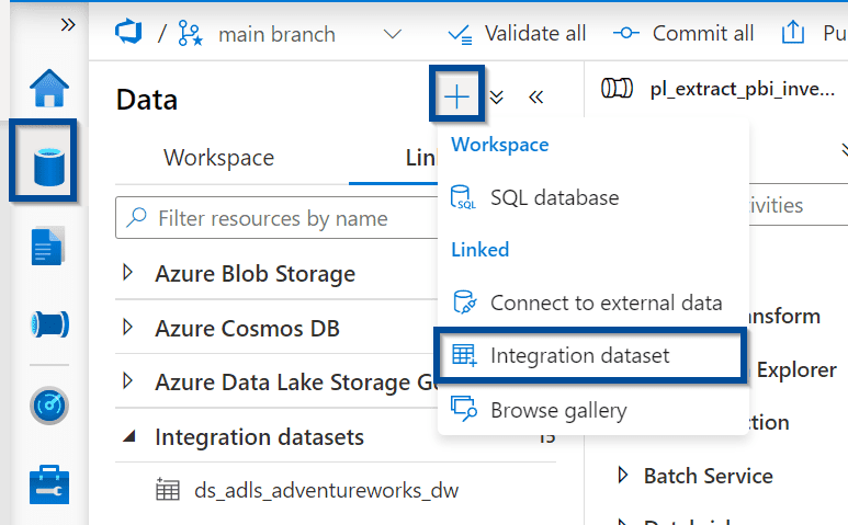 Next, create the destination dataset of your copy activity. 