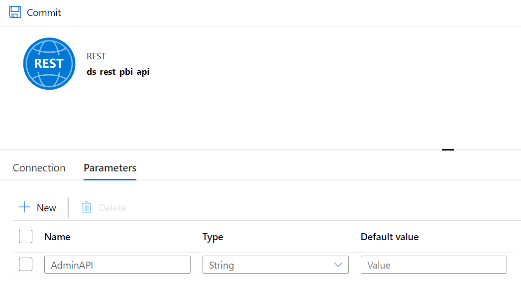 Create a parameter in the dataset that gives you some flexibility when trying to query different Power BI REST API endpoints. 