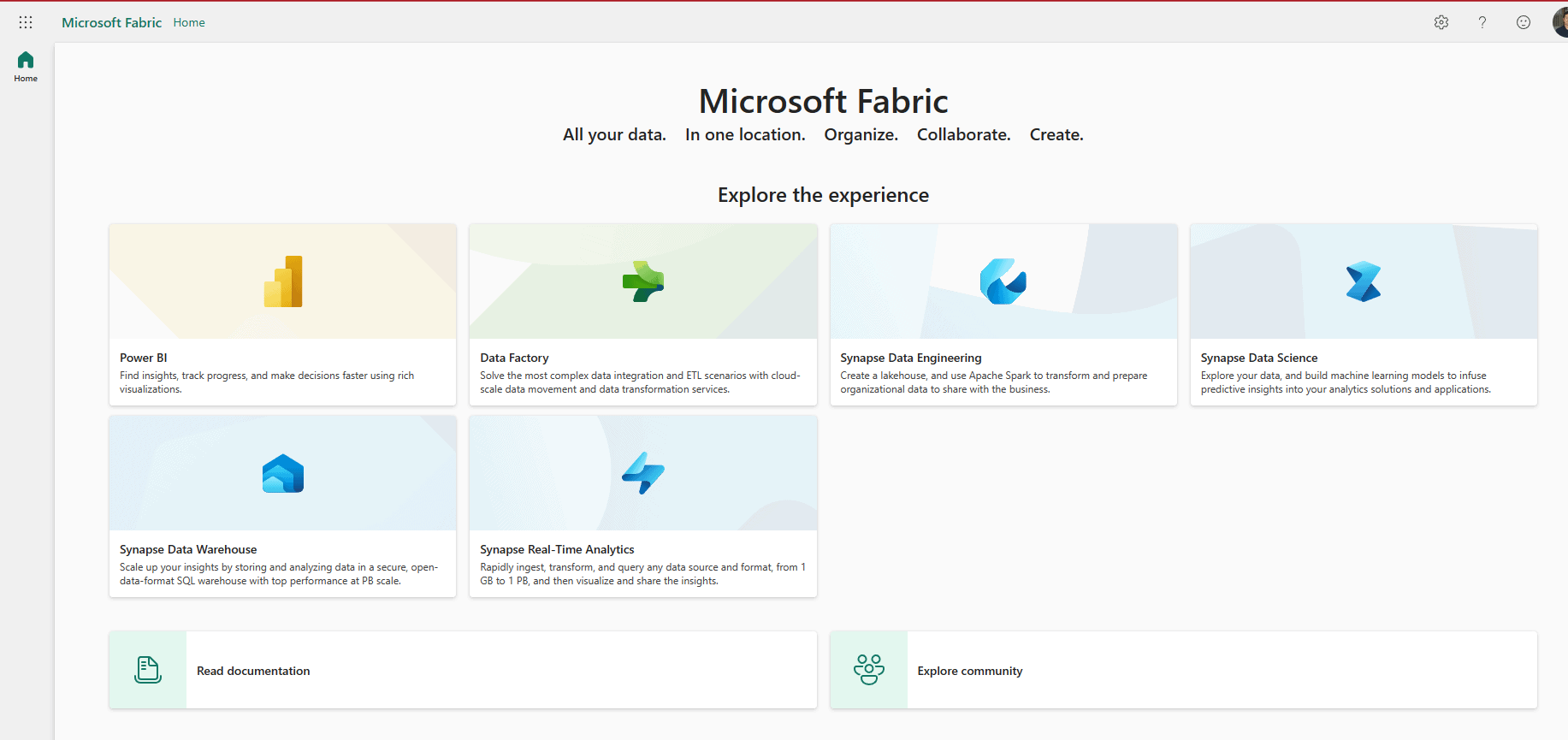 Microsoft Fabric Landing Page