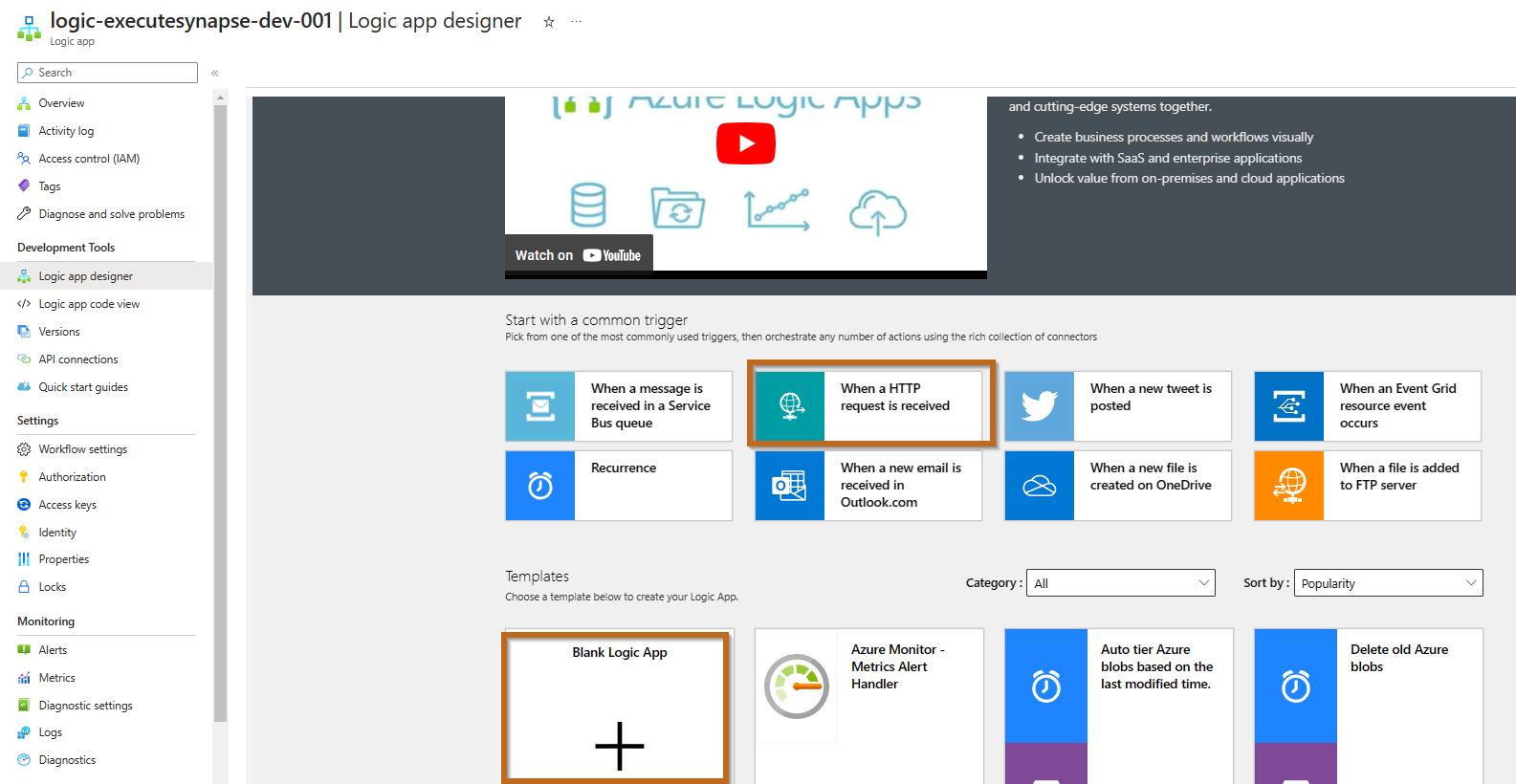 Create the Azure Logic Apps Solution