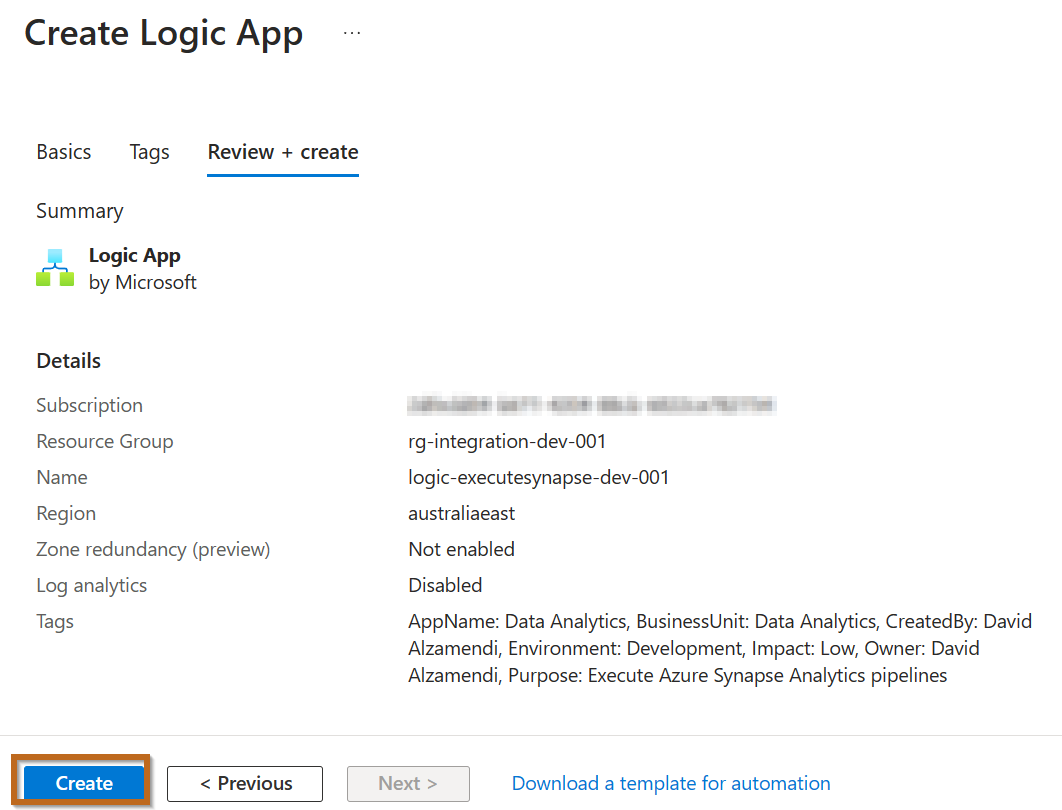 Steps to Create an Azure Logic App Service