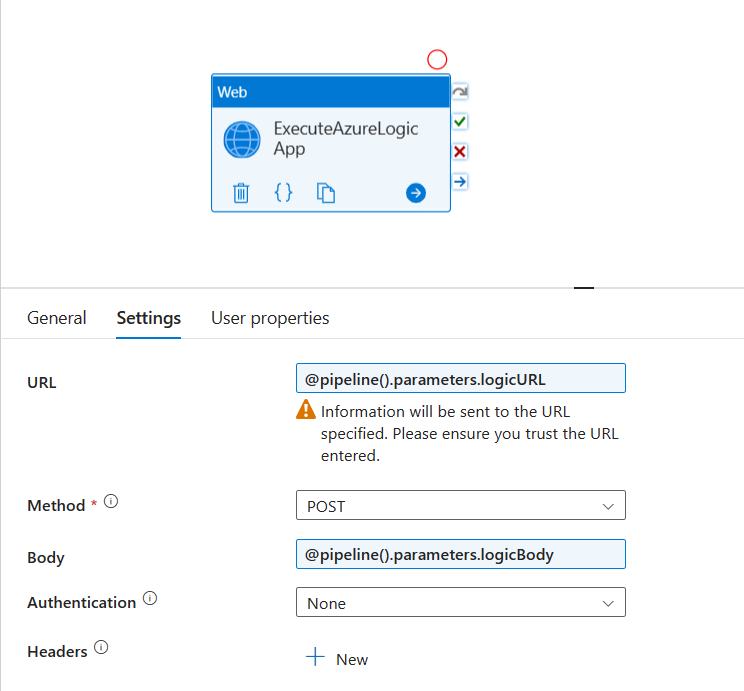 Add a Web Activity to Execute Azure Logic Apps