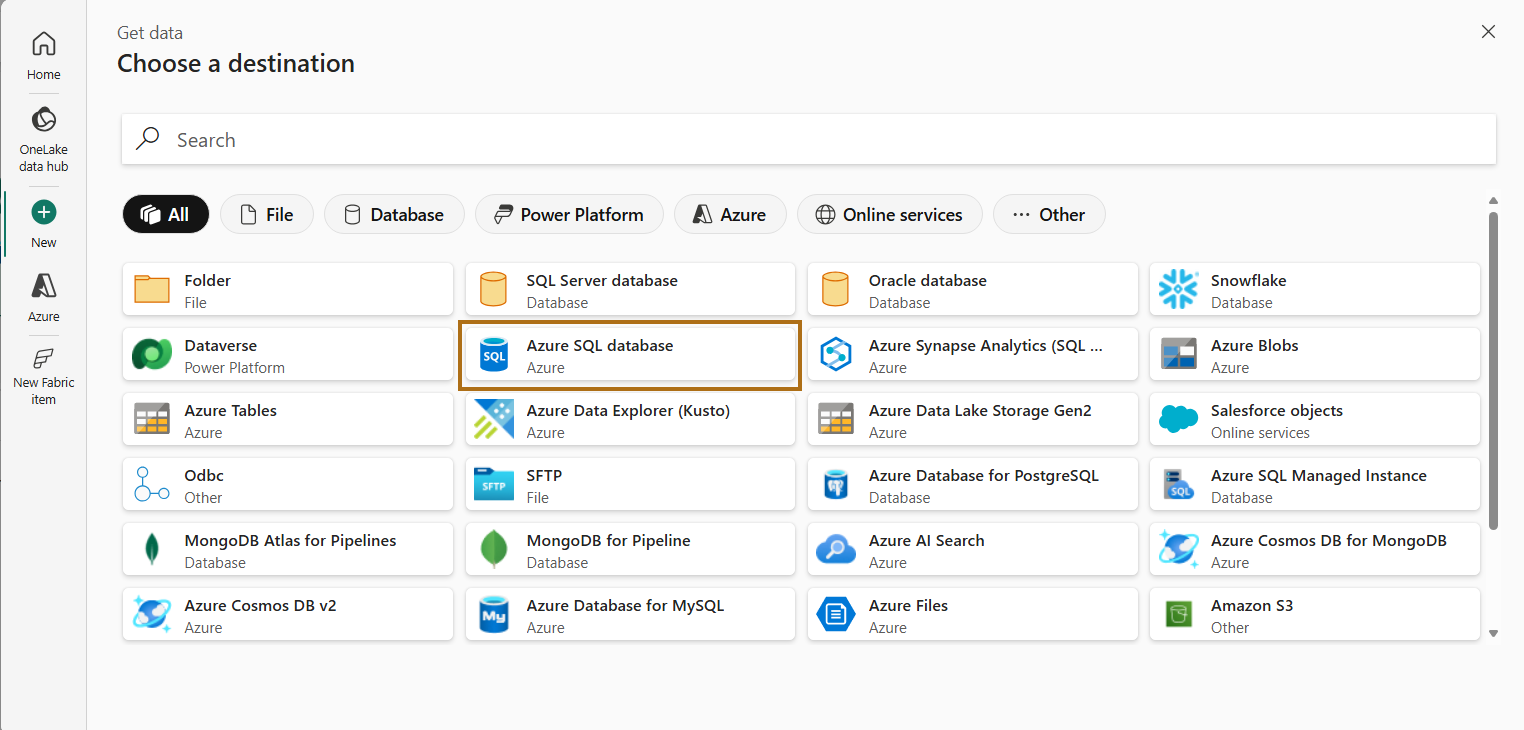 Copying data into Fabric SQL Databases